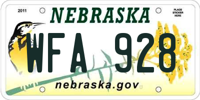 NE license plate WFA928