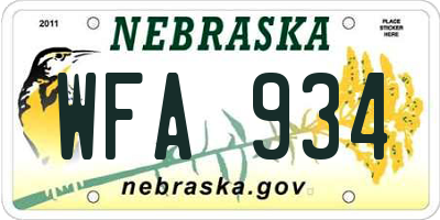 NE license plate WFA934