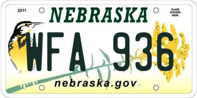 NE license plate WFA936