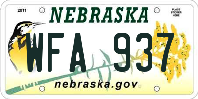 NE license plate WFA937