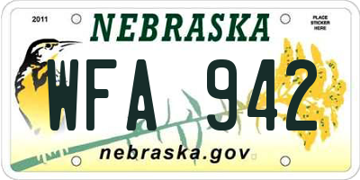 NE license plate WFA942