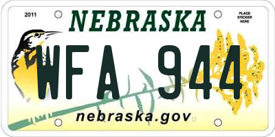 NE license plate WFA944
