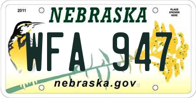 NE license plate WFA947