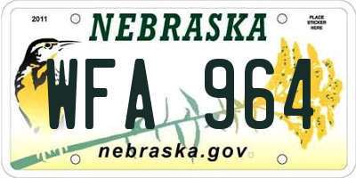 NE license plate WFA964