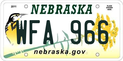 NE license plate WFA966