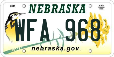 NE license plate WFA968
