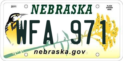 NE license plate WFA971