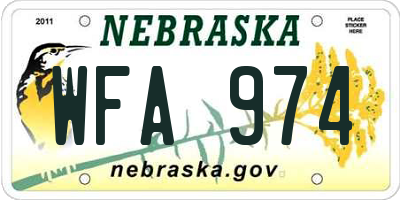 NE license plate WFA974