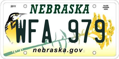 NE license plate WFA979