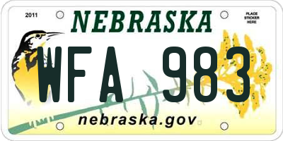 NE license plate WFA983