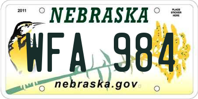 NE license plate WFA984