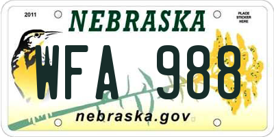 NE license plate WFA988