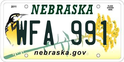 NE license plate WFA991