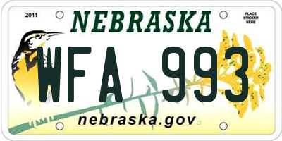 NE license plate WFA993