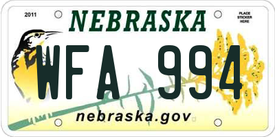 NE license plate WFA994