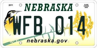NE license plate WFB014