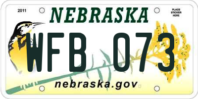 NE license plate WFB073