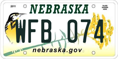 NE license plate WFB074