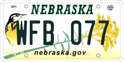NE license plate WFB077