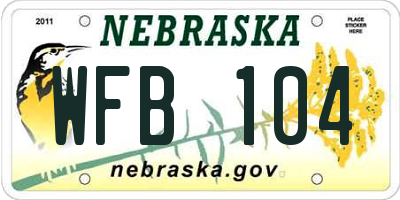 NE license plate WFB104