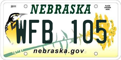 NE license plate WFB105