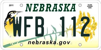 NE license plate WFB112