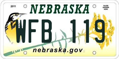 NE license plate WFB119