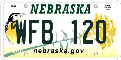 NE license plate WFB120