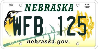 NE license plate WFB125
