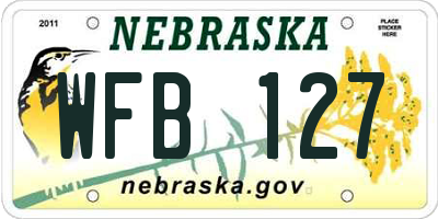 NE license plate WFB127