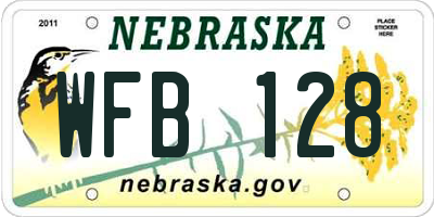 NE license plate WFB128