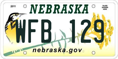 NE license plate WFB129