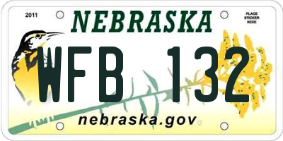 NE license plate WFB132