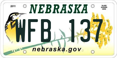 NE license plate WFB137