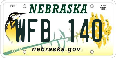 NE license plate WFB140
