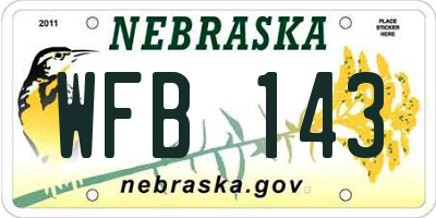 NE license plate WFB143