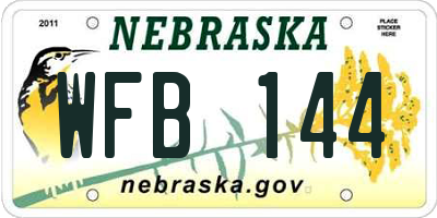 NE license plate WFB144