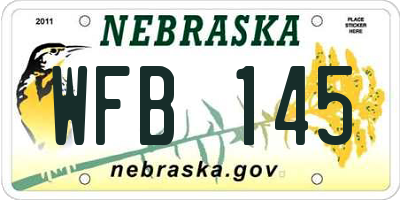 NE license plate WFB145