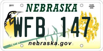 NE license plate WFB147