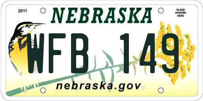 NE license plate WFB149