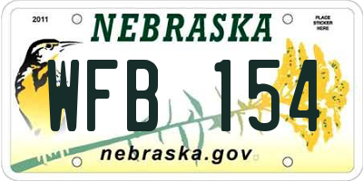 NE license plate WFB154
