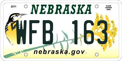 NE license plate WFB163