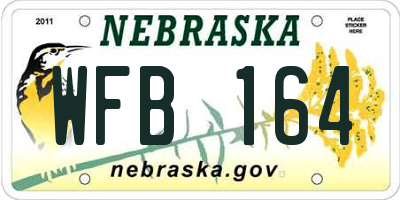 NE license plate WFB164