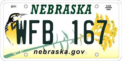 NE license plate WFB167