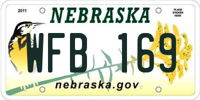 NE license plate WFB169