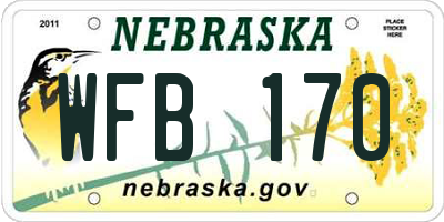 NE license plate WFB170