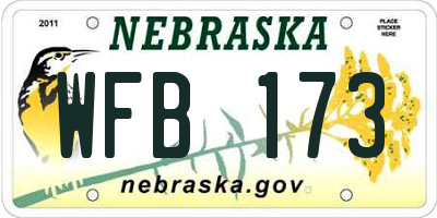 NE license plate WFB173