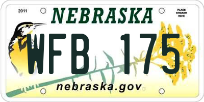 NE license plate WFB175