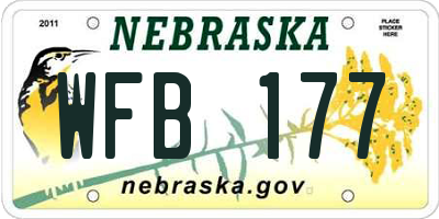 NE license plate WFB177