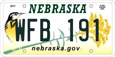 NE license plate WFB191